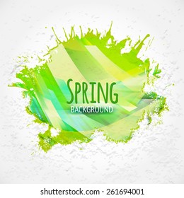 Vector abstract spring green ink spot. Creative design element. Colorful ink background for your text.