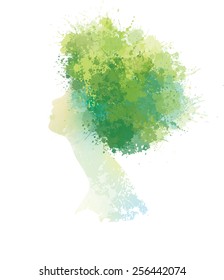 Vector abstract spring woman portrait.