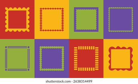Vector abstract square frames in organic cut-out style with raw edge lines. Artistic borders for cards, posters, or DIY branding