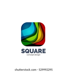Logo de cuadrado abstracto vectorial, icono comercial