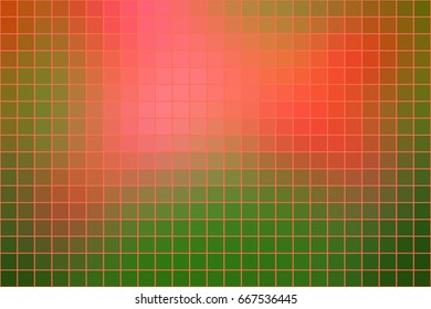 Vector abstract square mosaic tile orange and green background, horizontal format.