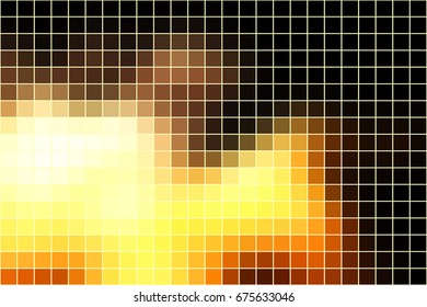 Vector abstract square mosaic tile yellow and black background, horizontal format.