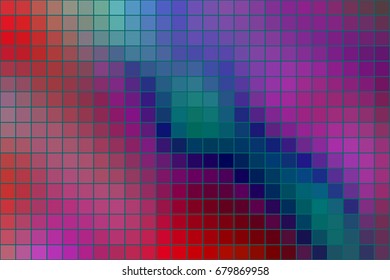 Vector abstract square mosaic tile bright background, horizontal format.