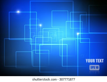 Vector : Abstract square on blue background