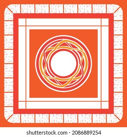 vector abstract square pattern, silk scarf design, fashion textile ornament