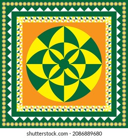 vector abstract square pattern, silk scarf design, fashion textile ornament