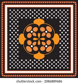 vector abstract square pattern, silk scarf design, fashion textile ornament