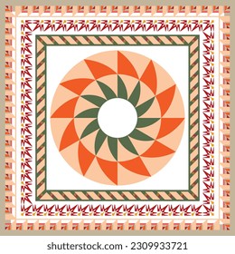 vector abstract square pattern, silk scarf design, fashion textile ornament Bandanna shawl, tablecloth fabric print, silk neck scarf,