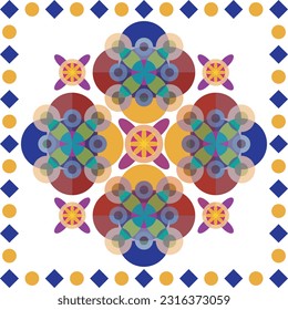 vector abstract square pattern, silk scarf design, flower, fashion textile ornament Bandanna shawl, tablecloth fabric print, silk neck scarf, multi, color, circle, etc.