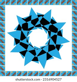 vector abstract square pattern, silk scarf design, border, fashion textile ornament Bandanna shawl, tablecloth fabric print, silk neck scarf, multi, star, color, etc.