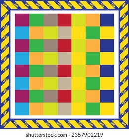 vector abstract square pattern, silk scarf design, fashion textile ornament Bandanna shawl, tablecloth fabric print, silk neck scarf,sealing, tile, floor tile, farsealing, texture, circle, color box.