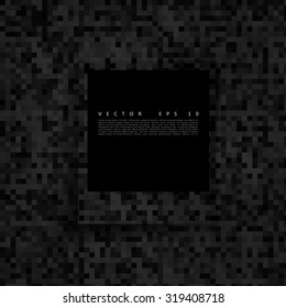 Vector Abstract Square Pixel Mosaic. Background Black