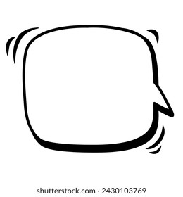 Vector abstract square speech bubble for words and text. Black doodle hand drawn. Isolated Ink drawn dialogue sketch for design, comics and web banners