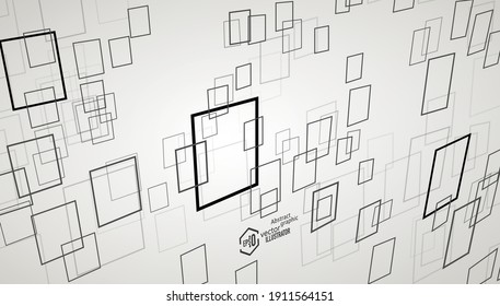 The vector abstract square is suspended in the gray space hierarchically.