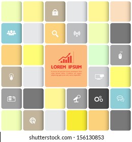 Vector abstract squares background illustration with icons / infographic template with place for your content / for printing and web site.