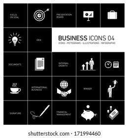Vector abstract squares icons and pictograms of business people and situations