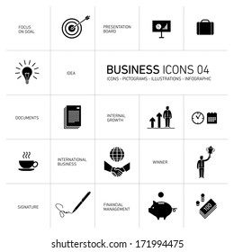 Vector abstract squares icons and pictograms of business people and situations