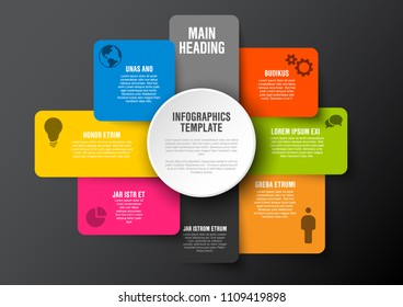 Vector abstract squares and rectangles infographic template with place for your content - dark version