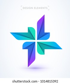 Vector abstract star illustration. Material design flat style. Origami technique