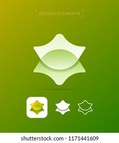 Vector abstract star logo design elements. Material design, origami paper, flat and line style collection