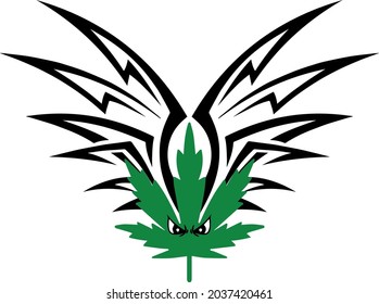 vector abstract sticker cannabis and wings