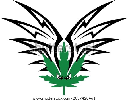 vector abstract sticker cannabis and wings