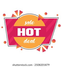 Adesivo abstrato de vetor com elementos geométricos de gradiente. Adesivo geométrico de tendência para venda quente negócio. Cartão promocional para publicação em redes sociais, sites, aplicativos. Isolado nas costas brancas.