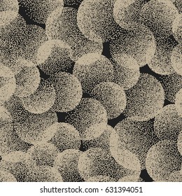 Vector Abstract Stippled Weird Hipster Seamless Pattern. Handmade Tileable Geometric Dotted Grunge Vintage Solid Simple Background. Bizarre Art Illustration