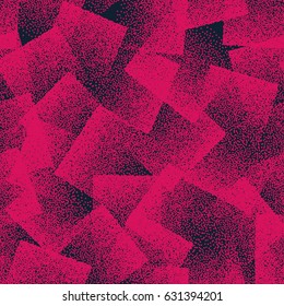 Vector Abstract Stippled Weird Hipster Seamless Pattern. Handmade Tileable Geometric Dotted Grunge Pink and Black Solid Simple Background. Bizarre Art Illustration
