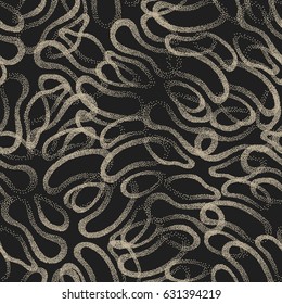 Vector Abstract Stippled Weird Hipster Seamless Pattern. Handmade Tileable Geometric Dotted Grunge Vintage Solid Simple Background. Bizarre Art Illustration