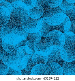Vector Abstract Stippled Weird Hipster Seamless Pattern. Handmade Tileable Geometric Dotted Grunge Blue Solid Simple Background. Bizarre Art Illustration