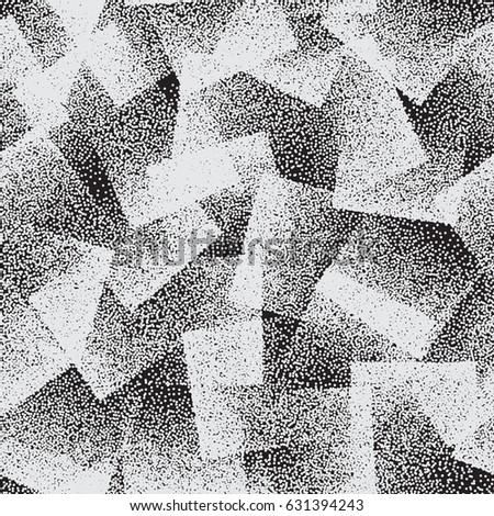 Vector Abstract Stippled Weird Hipster Seamless Pattern. Handmade Tileable Geometric Dotted Grunge White and Black Solid Simple Background. Bizarre Art Illustration