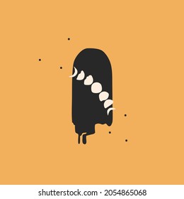 Vector abstract stock flat graphic illustration with logo element,bohemian astrology magic minimalistic emblem of mystic line portal and moon phases emblem ,with stars,simple style for branding.
