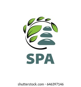 Vector abstract stones and leaves. Concept spa, yoga and relax