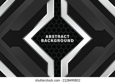 Vector abstract streel frame with grey aeeow. Hexagon mesh pattern design element. Futurstic background.