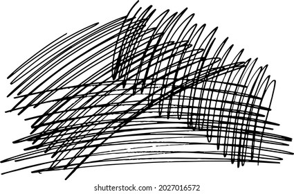 Pincel de paro abstracto vectorial Trazo mano dibujada textura en blanco de esbozo de color negro Patrón simple aislado en forma de línea de fondo blanco