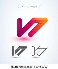 Vector abstract stripe style logo design. Origami collection