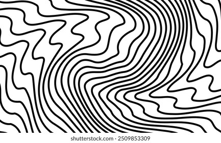 Vector abstract striped black and white background wavy lines