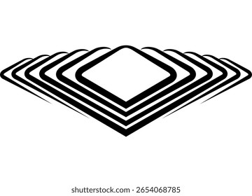Vector abstract striped frame. Stepped Design element for text design in social networks, advertising, packaging, video. Modern dynamic pattern of black lines on a white background. Brilliant