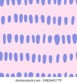 Vector abstract striped seamless pattern. Repeating background with blue ink spotted horizontal lines in hand drawn style.