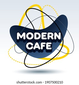 Vector abstract style logo Modern Cafe. Isolated creative Graphic Design Element