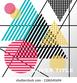Vector. Abstract style. Trendy memphis style. Colorful geometric background set. Cover title
