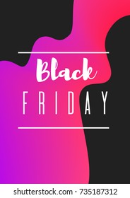 Vector abstract style web black friday vertical banner template design with colorful wavy pink elements on black background