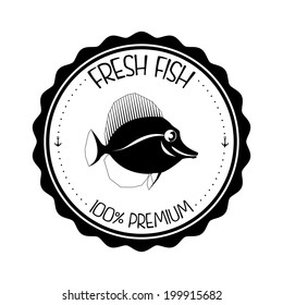 Vector Abstract Styling Fish Label Isolated On Background