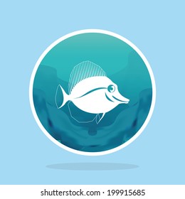 Vector Abstract Styling Fish Label Isolated On Background