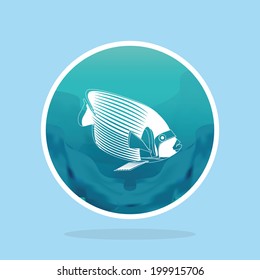 Vector Abstract Styling Fish Label Isolated On Background