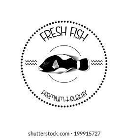 Vector Abstract Styling Fish Label Isolated On Background