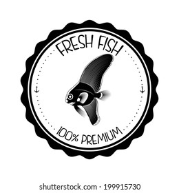 Vector Abstract Styling Fish Label Isolated On Background