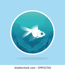 Vector Abstract Styling Fish Label Isolated On Background