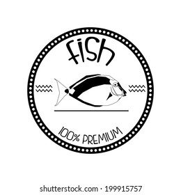 Vector Abstract Styling Fish Label Isolated On Background